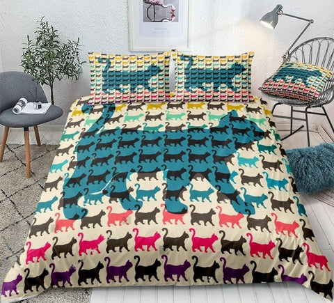 Image of Cats with Curved Tails Bedding Set - Beddingify