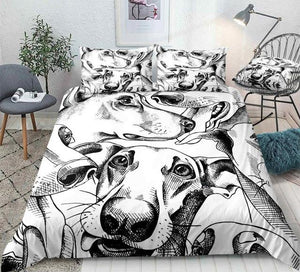 Black and White Dogs Comforter Set - Beddingify