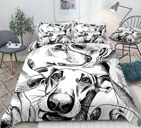 Image of Black and White Dogs Bedding Set - Beddingify