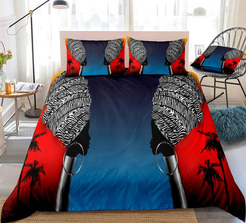 Image of African Woman in Traditional Turban Head Bedding Set - Beddingify