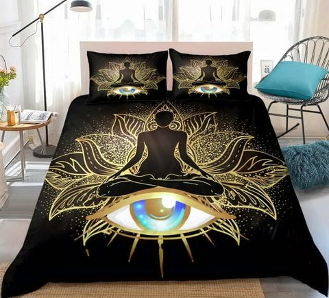 Image of Gold Buddha Eye Mandala Bedding Set - Beddingify