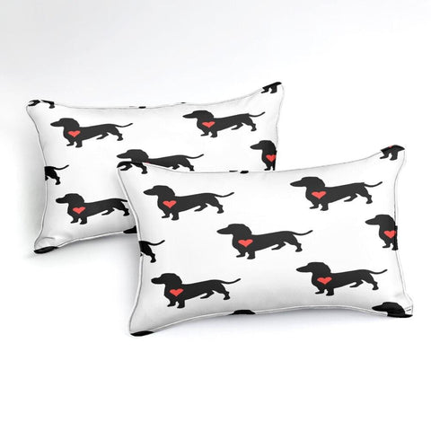 Image of Sausage Dogs with Red Heart Comforter Set - Beddingify