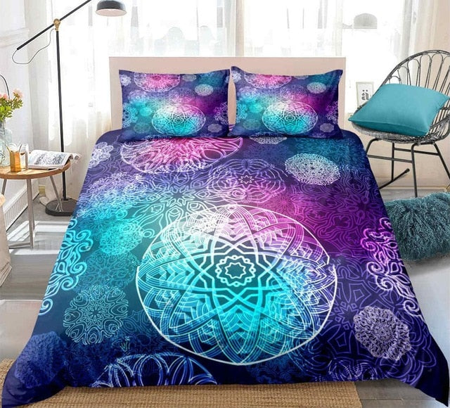 Mandala Decorative Pattern Blue Purple Bedding Set - Beddingify