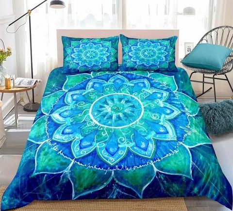 Image of Blue Green Bohemian Bedding Set - Beddingify