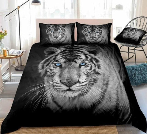 Image of 3D White Tiger Comforter Set - Beddingify