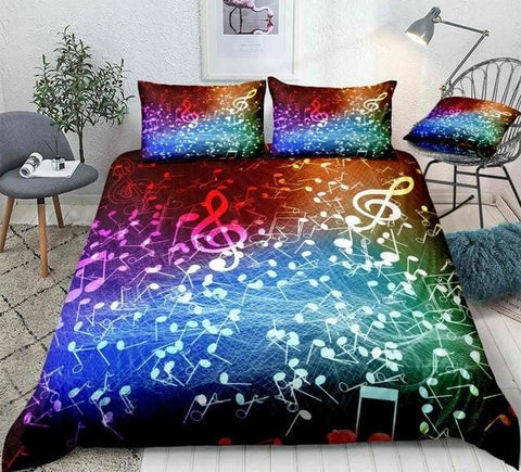 Image of Rainbow Music Notes Bedding Set - Beddingify