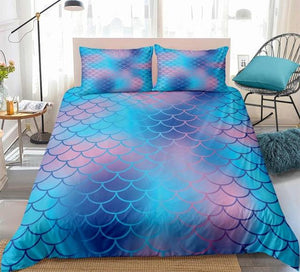Blue Purple Mermaid Scale Bedding Set - Beddingify