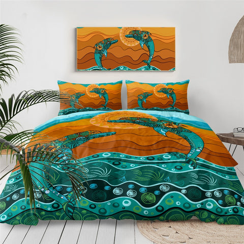 Image of Couple Dolphins Bedding Set - Beddingify