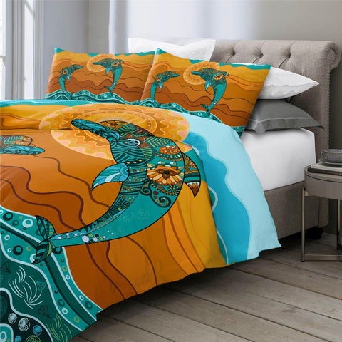 Image of Couple Dolphins Comforter Set - Beddingify
