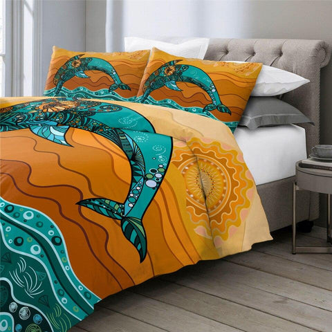 Image of Jumping Dolphin Comforter Set - Beddingify