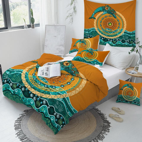 Image of Dolphin Art Comforter Set - Beddingify