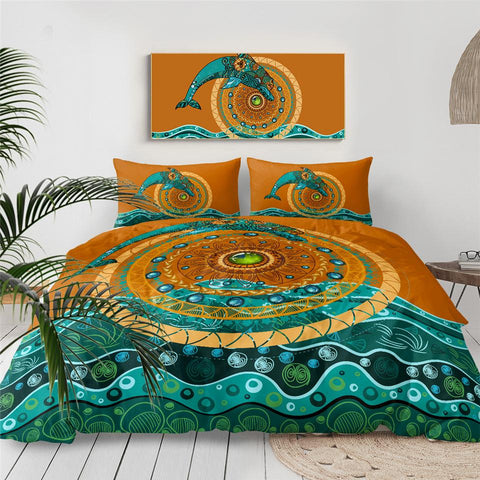 Image of Dolphin Art Comforter Set - Beddingify