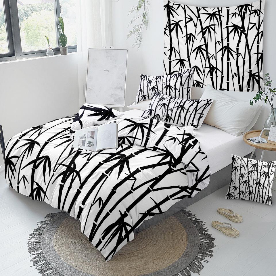 Black and White Bamboo Comforter Set - Beddingify
