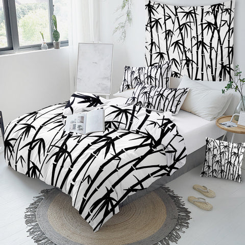 Image of Black and White Bamboo Bedding Set - Beddingify