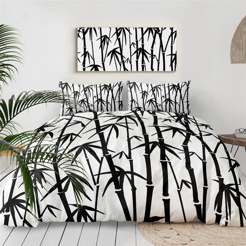 Image of Black and White Bamboo Comforter Set - Beddingify