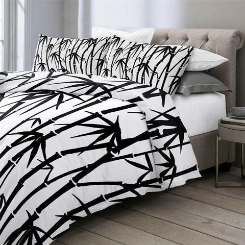 Image of Black and White Bamboo Comforter Set - Beddingify