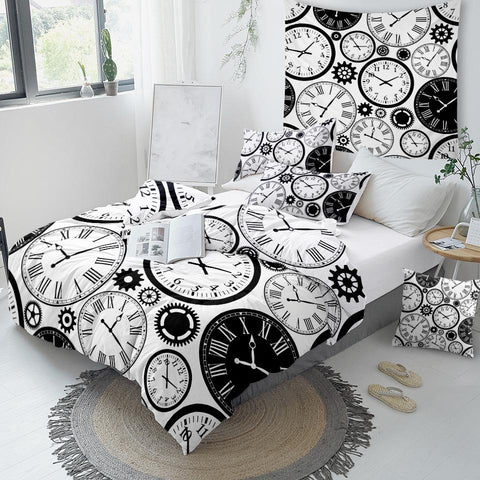 Image of Clocks Time Comforter Set - Beddingify