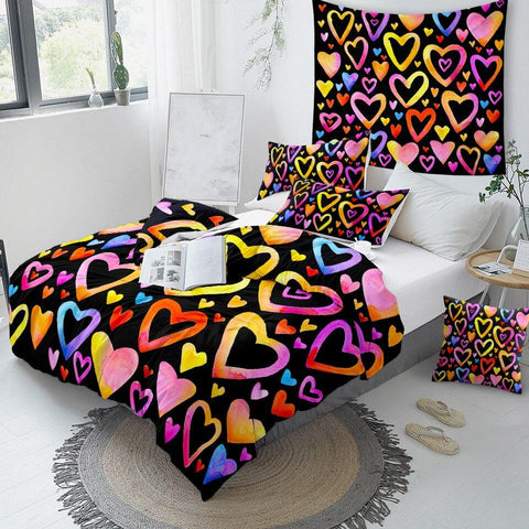 Image of Colorful Hearts Comforter Set - Beddingify