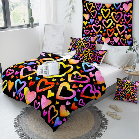 Image of Colorful Hearts Bedding Set - Beddingify