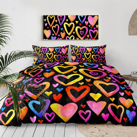 Image of Colorful Hearts Comforter Set - Beddingify