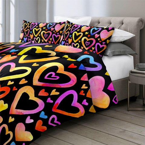 Image of Colorful Hearts Comforter Set - Beddingify