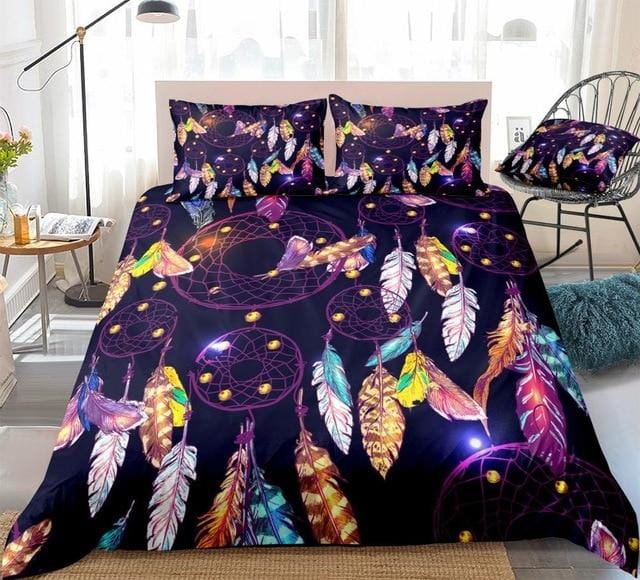 Purple Boho Style DreamCatcher Bedding Set - Beddingify