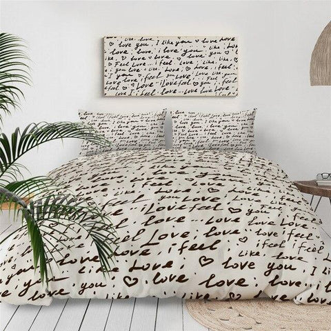 Image of Handwriting Love You Comforter Set - Beddingify