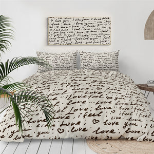 Handwriting Love You Bedding Set - Beddingify