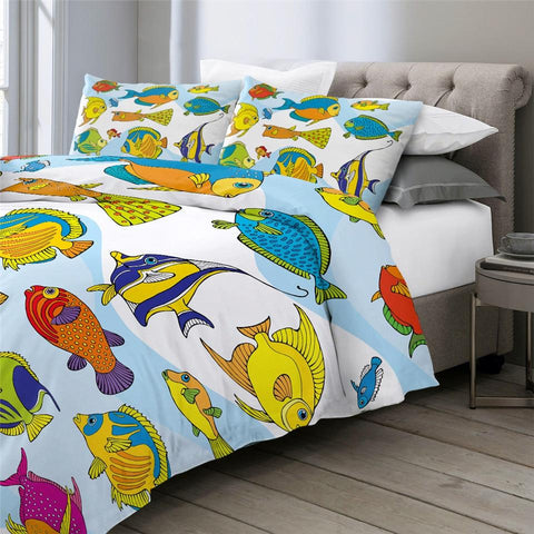 Image of Colorful Fish Comforter Set - Beddingify