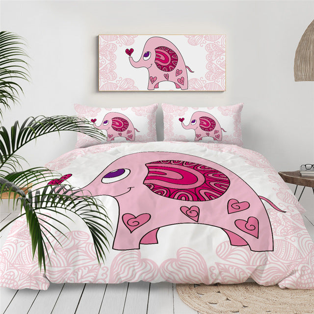 Pink Elephant Bedding Set - Beddingify