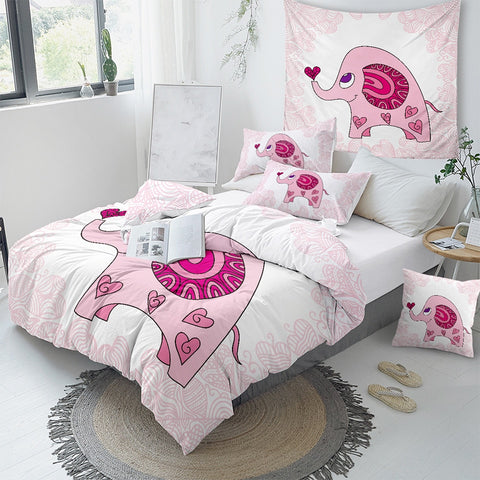 Image of Pink Elephant Bedding Set - Beddingify