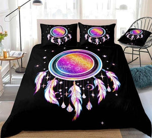 Rainbow Dreamcatcher Stars Feathers Bedding Set - Beddingify