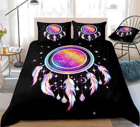Image of Rainbow Dreamcatcher Stars Feathers Bedding Set - Beddingify