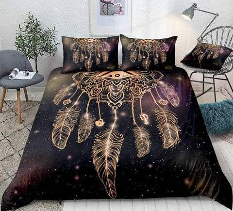 Image of Dreamcatcher with Magic Eye and Feathers Bedding Set - Beddingify