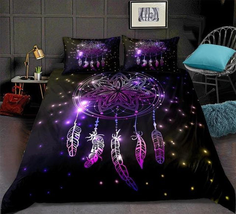 Image of Night Sky with Flashes and Stars Dreamcatcher Bedding Set - Beddingify