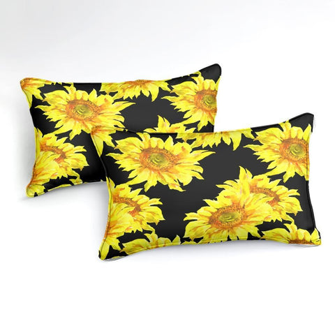 Image of Black Background Sunflower Bedding Set - Beddingify
