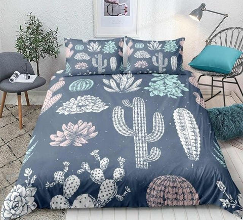 Image of Cartoon Tropical Cactus Bedding Set - Beddingify