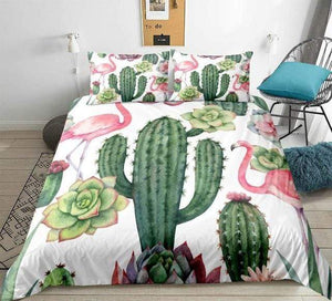 Floral Printed Flamingo Cactus Comforter Set - Beddingify