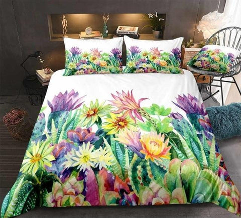 Image of Watercolor Cactus Bedding Set - Beddingify