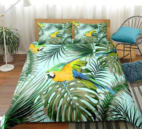 Image of Tropical Plants Parrot Bedding Set - Beddingify