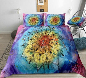 Watercolor Boho Flower Mandala Bedding Set - Beddingify