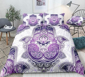 Purple Boho Hamsa Hand Bedding Set - Beddingify