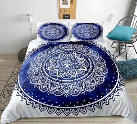 Image of Bohemia Dark Blue Floral Bedding Set - Beddingify