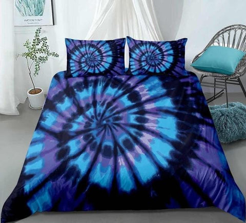 Image of Blue purple Tie-dyed Bedding Set - Beddingify