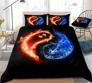 3D Flame Yin Yang Bedding Set - Beddingify