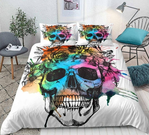 Image of 3D Painted Skull Print Bedding Set - Beddingify
