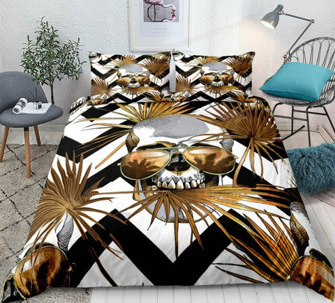 Image of Gothic Gold Skull Bedding Set - Beddingify