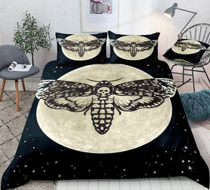 Skull Moth Printed Moon Bedding Set - Beddingify