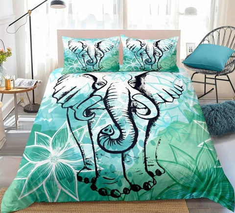 Image of Elephant Lotus Flower Bedding Set - Beddingify