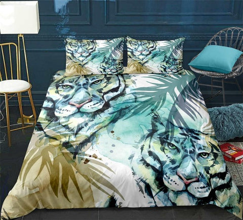 Image of Green Tropical Tiger Bedding Set - Beddingify